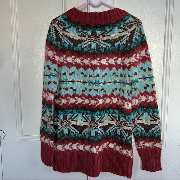 Vintage Kenzie Girl Multicolor Mohair Sweater Pullover Lace Up Size M - Picture 2 of 8
